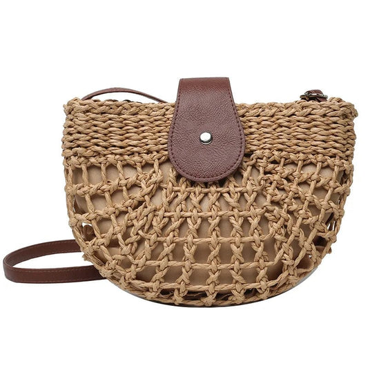 Round Straw Bag Leather Strap | Tiffany-The Straw Bag
